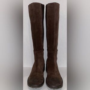 Donald J. Pliner Leif Tall Brown Suede Pull-On Lug Sole Boots